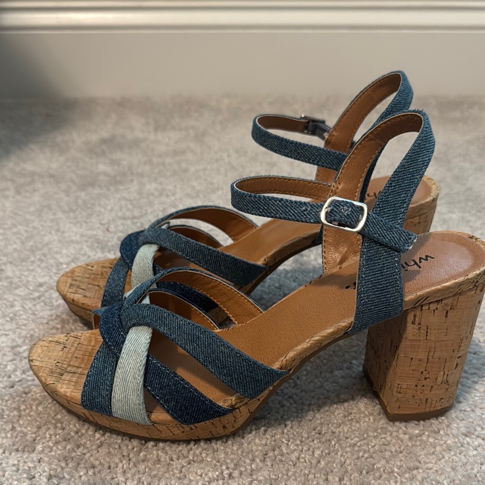 White Mountain Blue Heels with Denim Straps